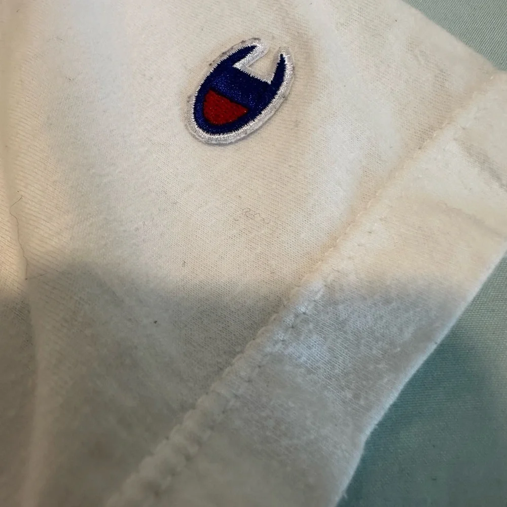 Champion 90s Mens XL White Felt Logo Applique Short Sleeve Casual Grunge. - Picture 7 of 13